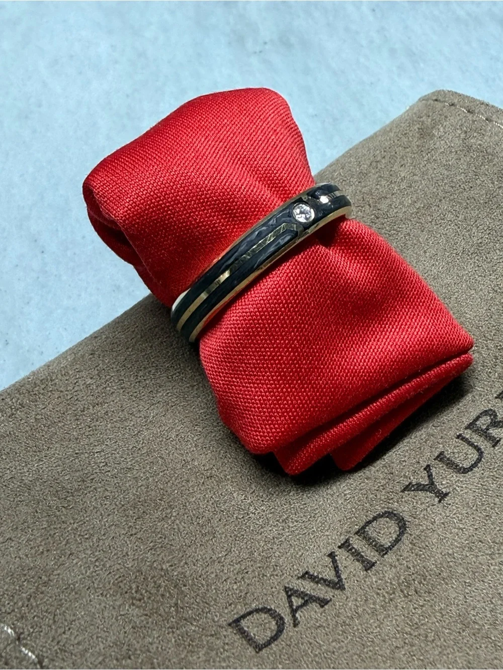 Forged Carbon Band 18k Gold Ring Size 11